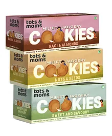 Tots & Moms Millet & Jaggery Cookies Ragi & Almonds Nuts & Seeds Sweet & Savory - 150 g Each
