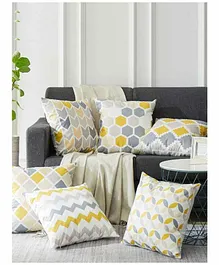 Elementary Fine Polyester Cushion Covers Nordic Theme Pack of 6 - Yellow & Grey