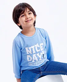 Kookie Kids Full Sleeves Sweatshirt Nice Day Print - Blue