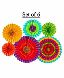 Amfin Paper Fan Decoration Set Multicolour - Pack of 6