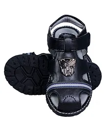 Buckled Up Anonymous Face Sandals - Black