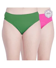 Adira Pack Of 2 Solid Colour Hipster Period Panties - Green & Pink