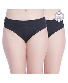 Adira Pack Of 2 Solid Colour Hipster Period Panties - Black
