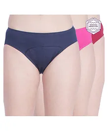 Adira Pack Of 3 Solid Color Period Hipsters - Navy Blue Maroon Dark Pink