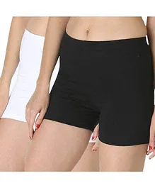 Adira Pack Of 2 Solid UnderDress Shorts - White & Black