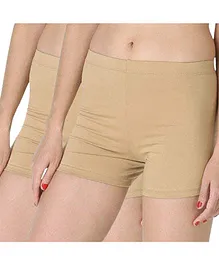 Adira Pack Of 2 Solid UnderDress Shorts - Beige