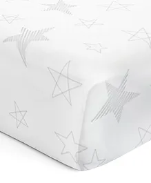 The White Cradle 100% Organic Cotton Flat Bedsheet Star Print - White