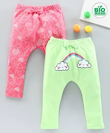 Babyoye Full Length Diaper Legging Herat Print Pack of 2 - Pink Green