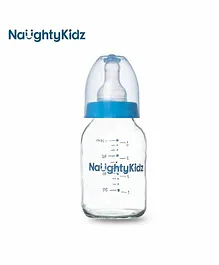 Naughty Kidz Premium Glass Feeding Bottle Blue - 120 ml