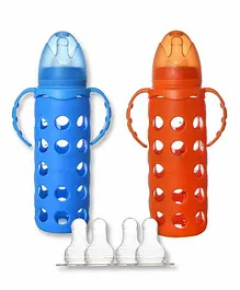 Naughty Kidz Feeding Bottle With Warmer And 4 Soft Teats Pack of 2 - 250 ml Each