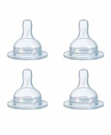 Naughty Kidz Natural Silicone Teats for Wide Neck Bottles Set of 4 - Transparent