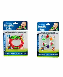 Naughty Kidz Water Filled Silicone Teethers Set of 2 - Red Multicolour