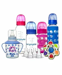 Naughty Kidz Premium Feeding Combo Gift Set of 6 - Pink Blue