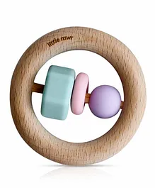 Little Rawr Wooden & Silicone Teething Ring - Multicolor