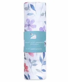 Masilo Bamboo Muslin Swaddle Wrapper Floral Print - Purple White
