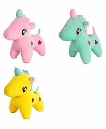 Deals India Unicorn Soft Toy Pink Sea Green Yellow Pack of 3 - Length 25 cm