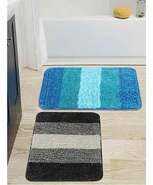 Saral Home Microfiber Anti-Skid Bath Mat Pack of 2 - Turquoise & Black