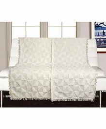 Saral Home Cotton Firki Design Tufted Sofa Cover - White