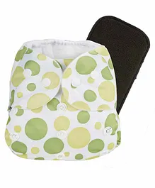 Liltoes Reusable Cloth Diaper with Insert Circle Print - Green