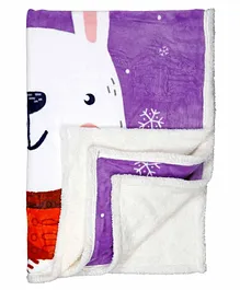 Kidlingss Double Ply Mink Blanket Bunny Print - Purple