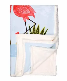 Kidlingss Double Ply Polyester & Mink Blanket Flamingo Print - Light Blue