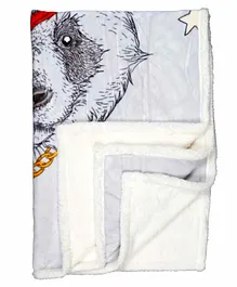 Kidlingss Double Ply Polyester & Mink Blanket Lion Print - Grey