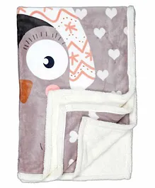 Kidlingss Double Ply Polyester & Mink Blanket Owl Print - Grey
