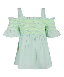 A Little Fable Half Sleeves Off Shoulder Smock Top - Mint Green