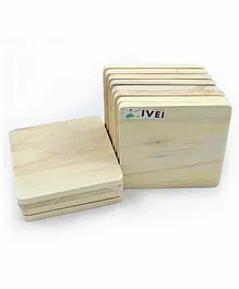 IVEI DIY Square Shaped Coasters Set of 12 - Light Brown