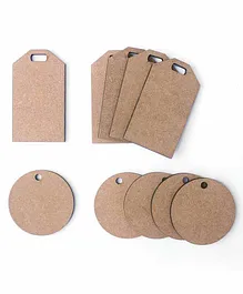 IVEI DIY MDF Luggage Tags Set of 10 - Brown