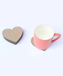 IVEI DIY MDF Heart Shaped Coasters Set of 12 - Brown