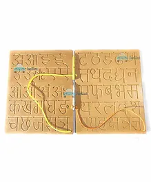 FunBlast Wooden Hindi Alphabet Writing Practice Tracing Boards - Brown