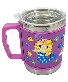 FunBlast Mug With Lid Mermaid Design Pink - 350 ml