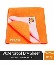 BeyBee Quick Dry Baby Bed Protector Waterproof Sheet, Medium -Peach