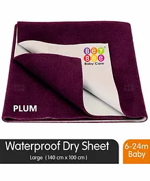 BeyBee Waterproof Bed Protector Baby Care Sheet, Large - Plum