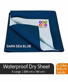 BeyBee Quick Dry Baby Bed Protector Waterproof Sheet X-Large- Dark Sea Blue