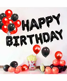 Fiddlerz Happy Birthday Foil Letter Balloons with Balloon Pump Black - Pack of 13