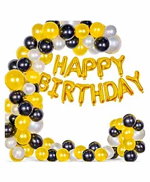 Fiddlerz Happy Birthday Foil Letter Balloons with Balloon Pump Golden - Pack of 13