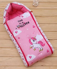 Babyhug Premium Winter Sleeping Bag Unicorn Print - Pink
