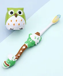 Toothbrush Ultra Soft Bristles Elephant Shape With Owl Toy - Green