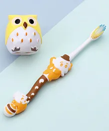 Toothbrush Ultra Soft Bristles Elephant Shape With Owl Toy - Yellow