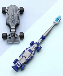 Car Design Toothbrush Ultra Soft Bristles With Toy Car Gift - Blue