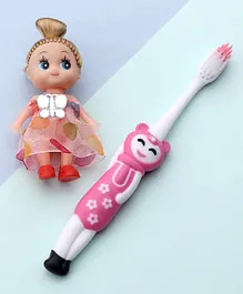 Toothbrush Ultra Soft Bristles With A Doll Toy Girl Shape - Pink