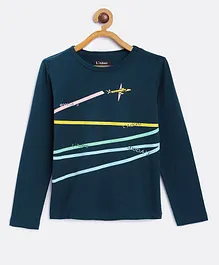Ladore Aircraft Route Print Full Sleeves Tee - Blue