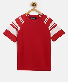Ladore Half Striped Sleeves Tee - Red