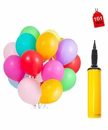 Party Propz Metallic Balloons with Hand Balloon Pump Multicolor - Pack of 101