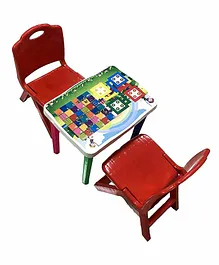 Kuchikoo Multi Utility Table With Ludo & Two Chairs - Multicolor