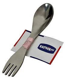 KuchiKoo Stainless Steel Spoon cum Fork Set of 2 - Black