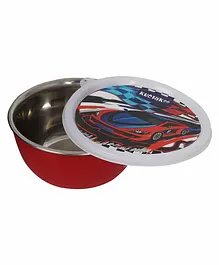 KuchiKoo Stainless Steel Feeding Bowl with Lid - Red