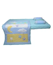 Blooming Buds Sweet Lullaby Moon & Stars 5 Piece Cot Set - Blue